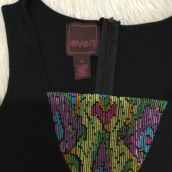 Even women’s multicolored floral black jersey knit pants jumpsuit size medium - Picture 4 of 5